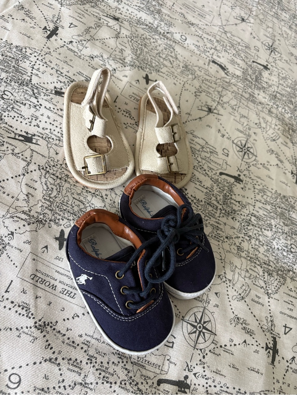 Polo by Ralph Lauren Navy and Brown Canvas Baby Shoes